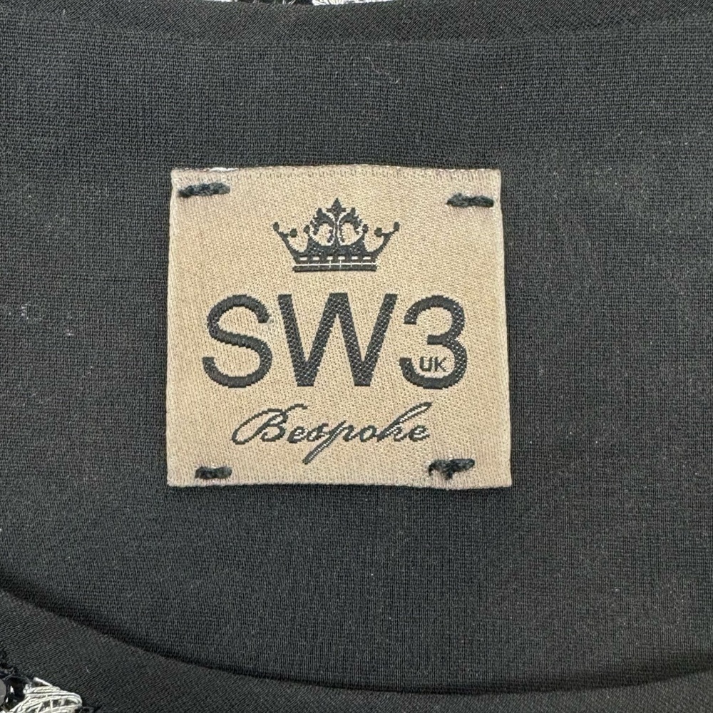 SW3 Bespoke Black Sleeveless Sheath Dress Sequins Floral Embroidery Medium Party - Picture 8 of 9